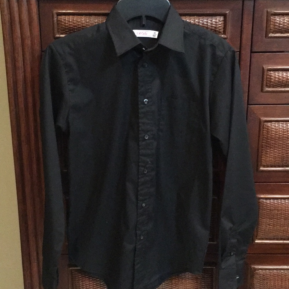 IZOD boys black button up long sleeve